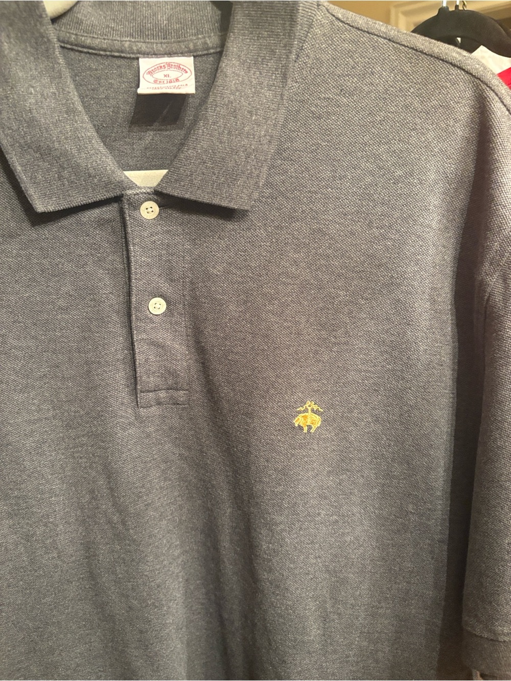 Brooks Brothers Men’s Heather Gray Polo with Yellow Embroidered Logo